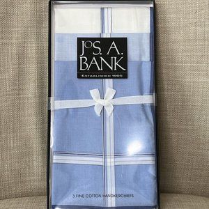 Jos A. Bank Blue Check 3-pack Fine Cotton Handkerchiefs~Beautiful!